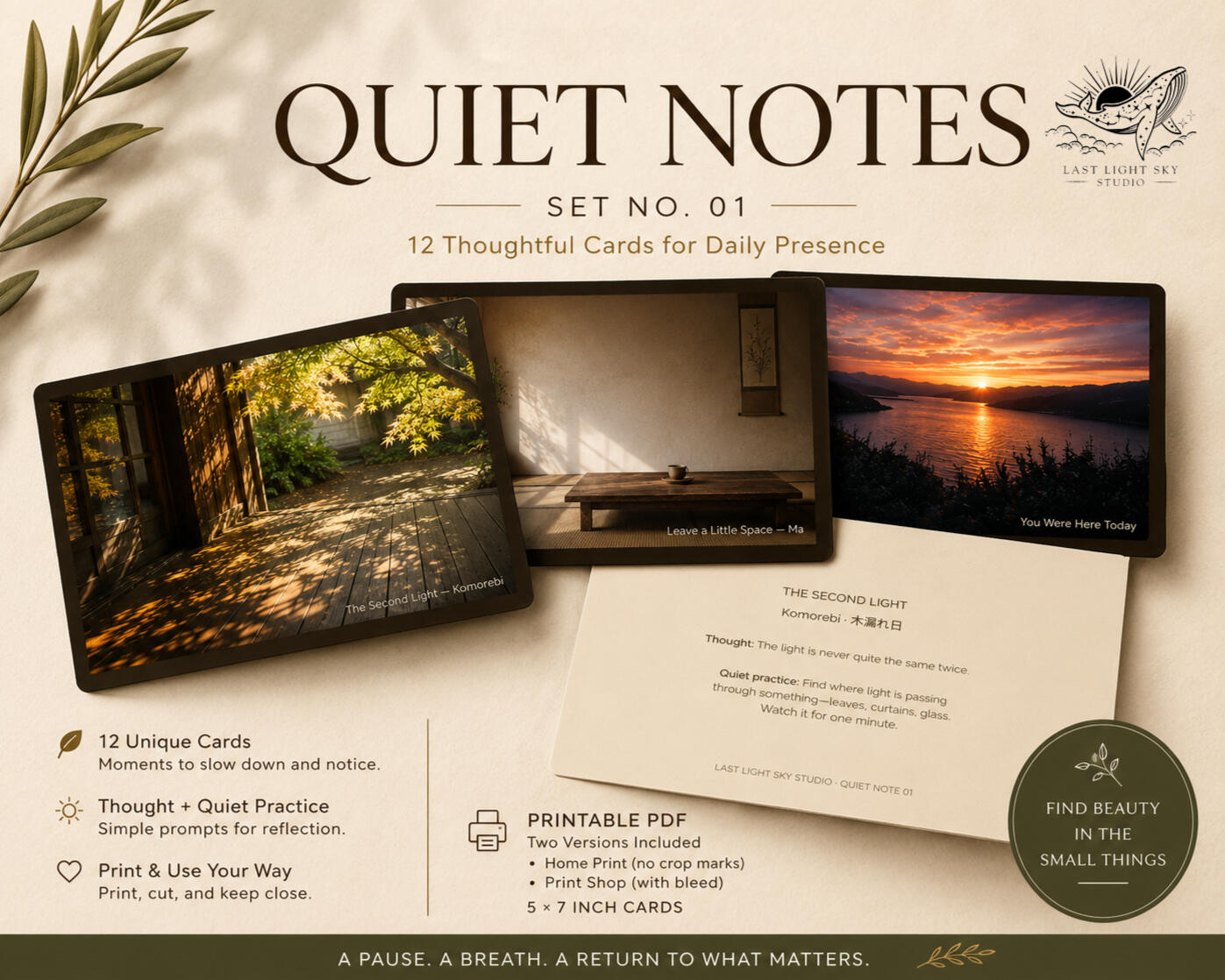 Quiet Notes Set No.01 | Card Deck | Printables | Digital Item AVAILABLE AT OUR LLSS ETSY STORE [VIEW & PURCHASE]